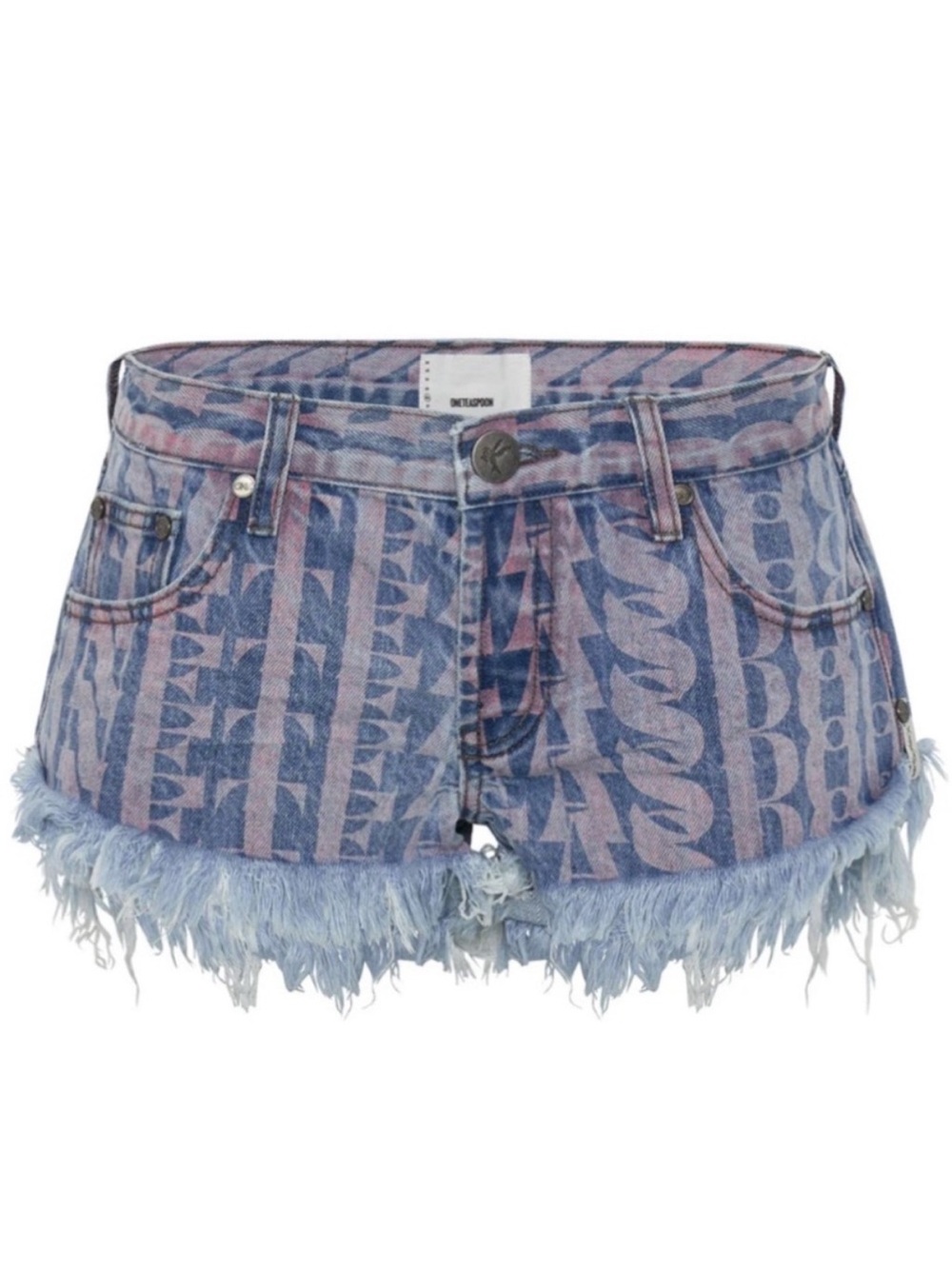 One Teaspoon Dukes Denim Shorts, Pacifica Print, Size 32 Boho Low Waist Shorts - Picture 13 of 14